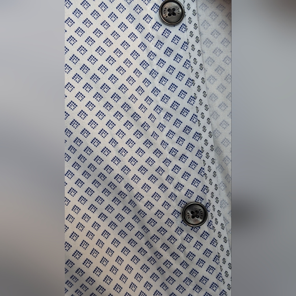 Ted Baker Men's, Navy Patterned Casual Button Down Long Sleeve Shirt, Size 3 - Picture 6 of 8